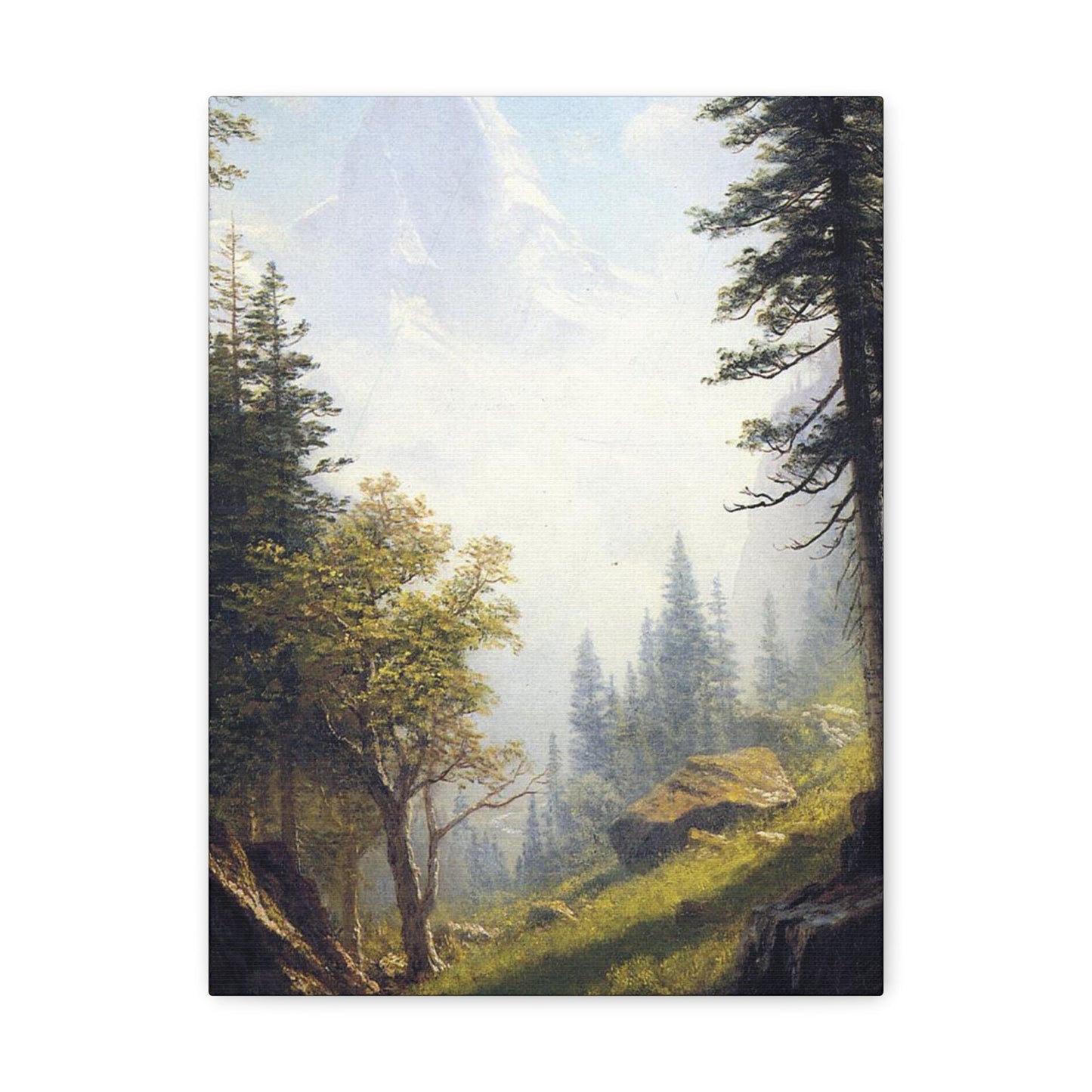 Albert Bierstadt (1830-1902) Among the Bernese Alps laid down on pan - Canvas Wall Art-12″ x 16″-The Sticker Space