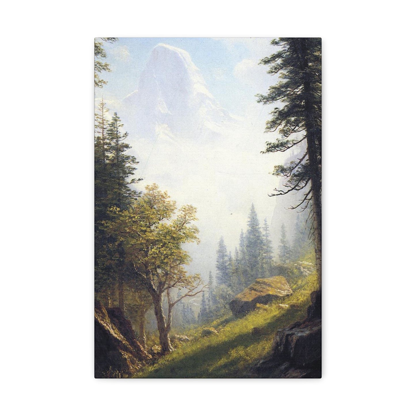 Albert Bierstadt (1830-1902) Among the Bernese Alps laid down on pan - Canvas Wall Art-12" x 18"-The Sticker Space