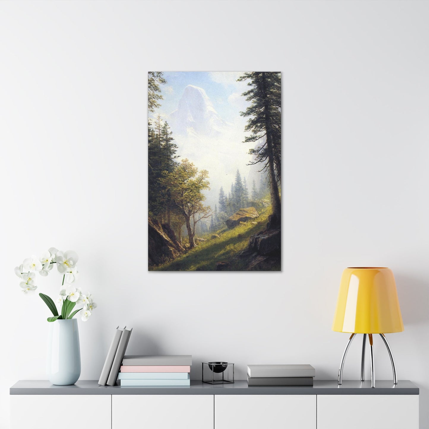 Albert Bierstadt (1830-1902) Among the Bernese Alps laid down on pan - Canvas Wall Art-The Sticker Space