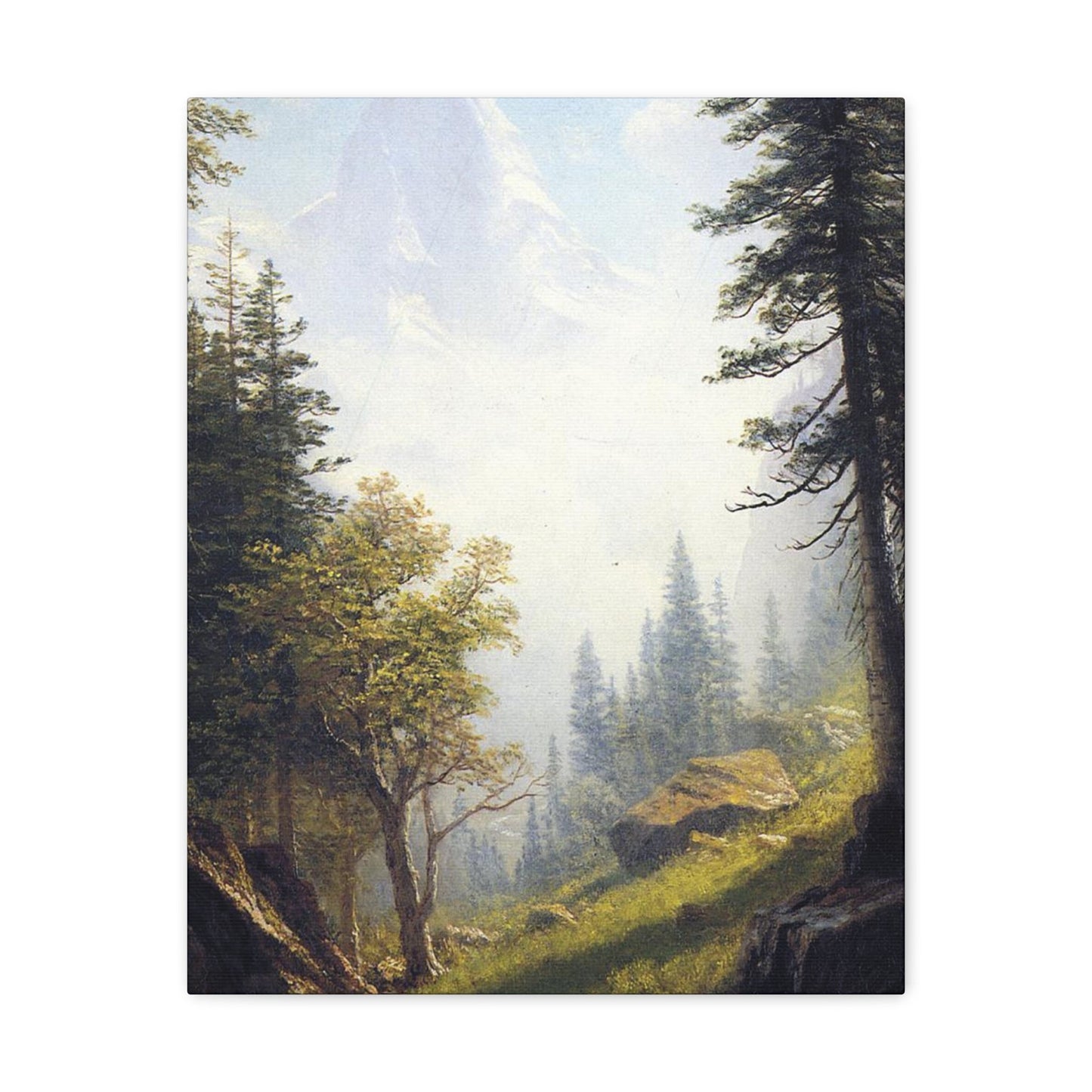 Albert Bierstadt (1830-1902) Among the Bernese Alps laid down on pan - Canvas Wall Art-16″ x 20″-The Sticker Space