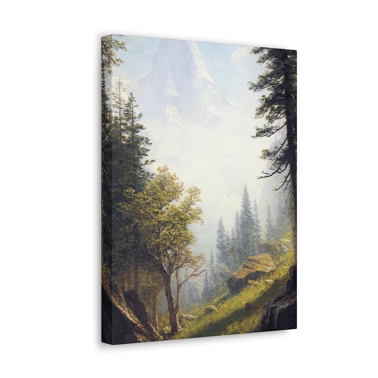 Albert Bierstadt (1830-1902) Among the Bernese Alps laid down on pan - Canvas Wall Art-The Sticker Space