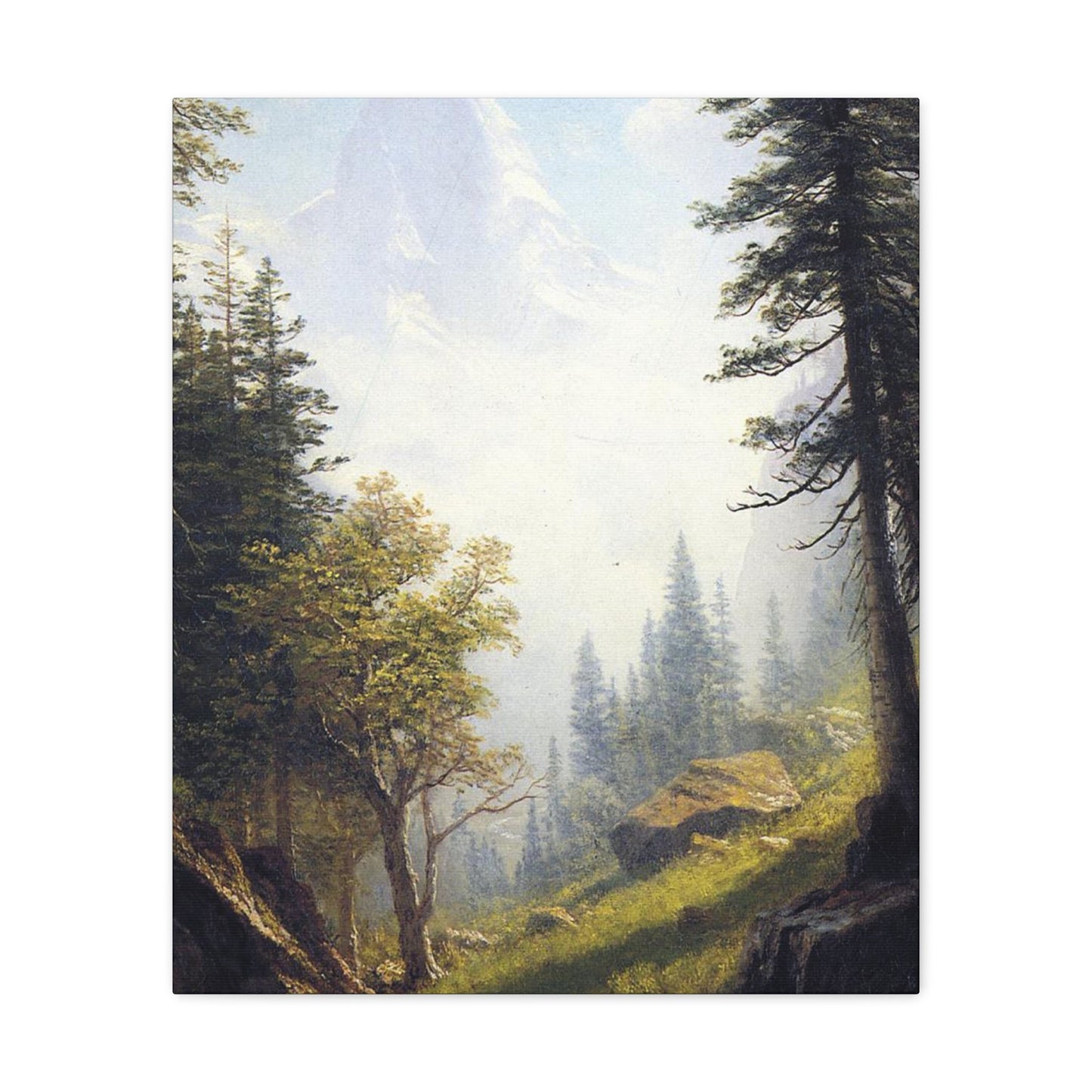 Albert Bierstadt (1830-1902) Among the Bernese Alps laid down on pan - Canvas Wall Art-20″ x 24″-The Sticker Space