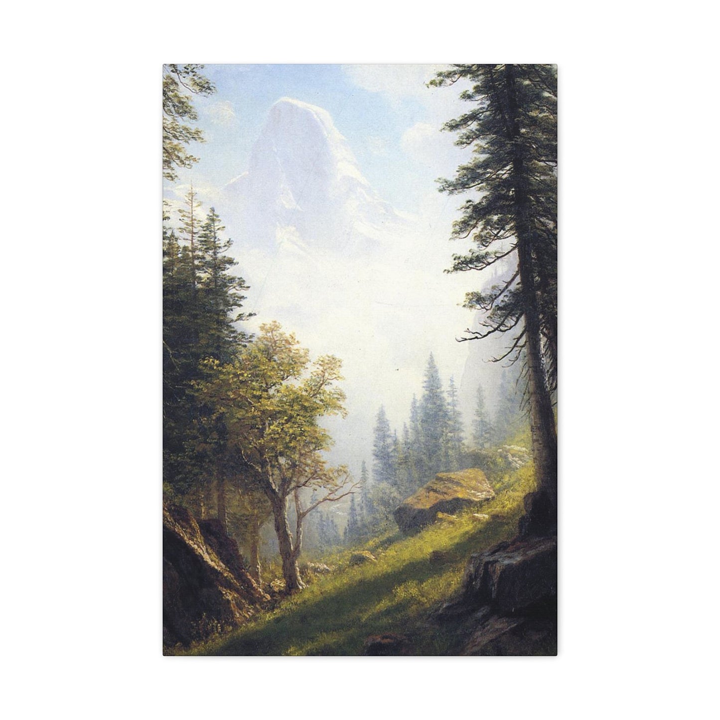 Albert Bierstadt (1830-1902) Among the Bernese Alps laid down on pan - Canvas Wall Art-20″ x 30″-The Sticker Space