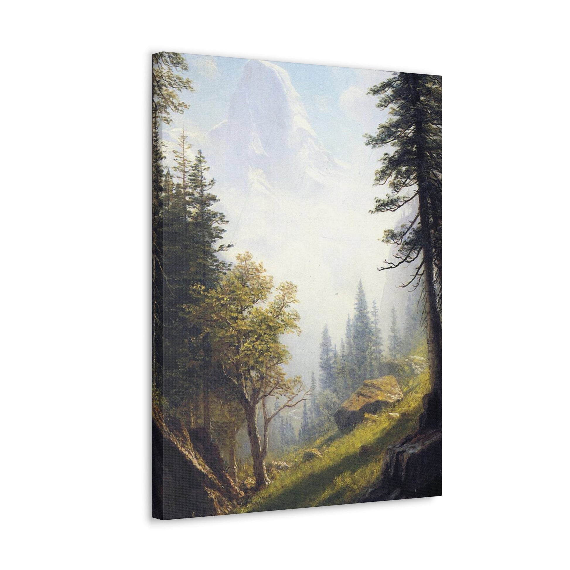 Albert Bierstadt (1830-1902) Among the Bernese Alps laid down on pan - Canvas Wall Art-The Sticker Space