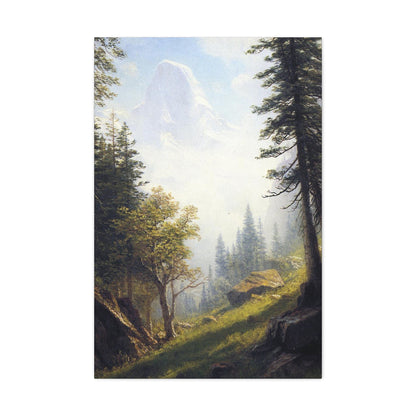 Albert Bierstadt (1830-1902) Among the Bernese Alps laid down on pan - Canvas Wall Art-24″ x 36″-The Sticker Space