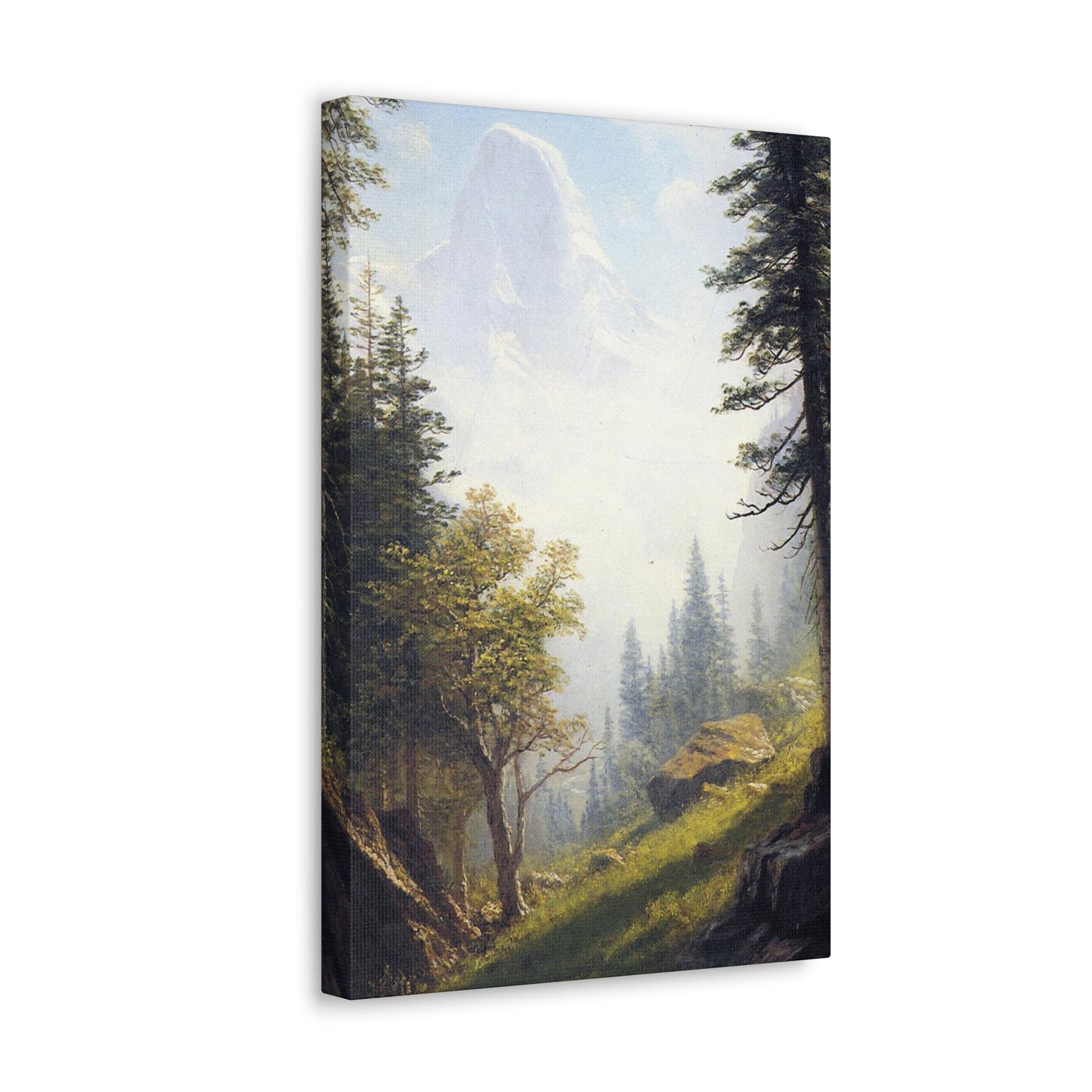 Albert Bierstadt (1830-1902) Among the Bernese Alps laid down on pan - Canvas Wall Art-The Sticker Space