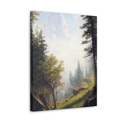 Albert Bierstadt (1830-1902) Among the Bernese Alps laid down on pan - Canvas Wall Art-The Sticker Space