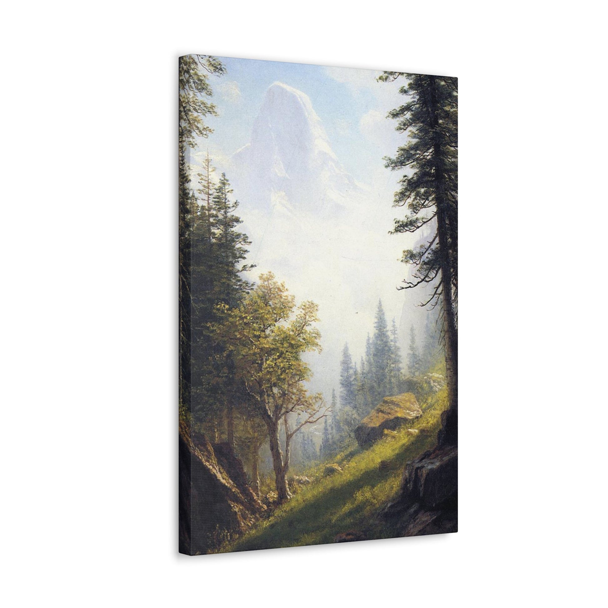 Albert Bierstadt (1830-1902) Among the Bernese Alps laid down on pan - Canvas Wall Art-The Sticker Space