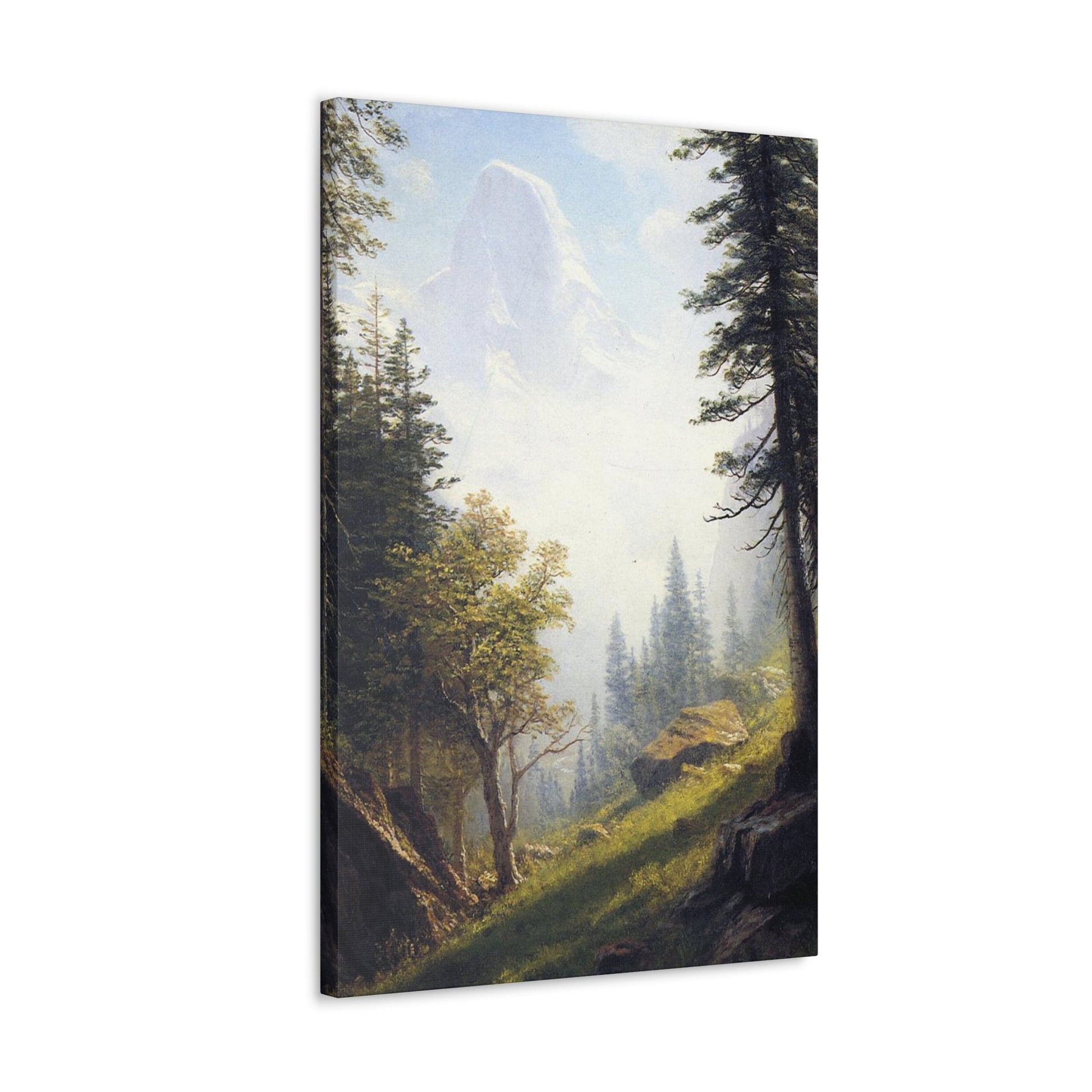 Albert Bierstadt (1830-1902) Among the Bernese Alps laid down on pan - Canvas Wall Art-The Sticker Space