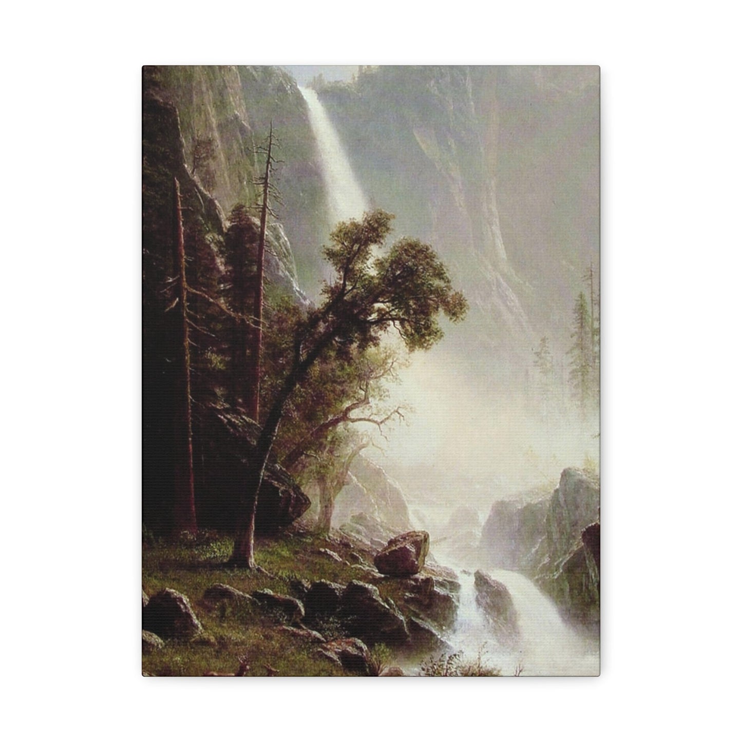 Albert Bierstadt (1830-1902) Bridal Veil Falls, Yosemite c1871-c1873 - Canvas Wall Art-12″ x 16″-The Sticker Space