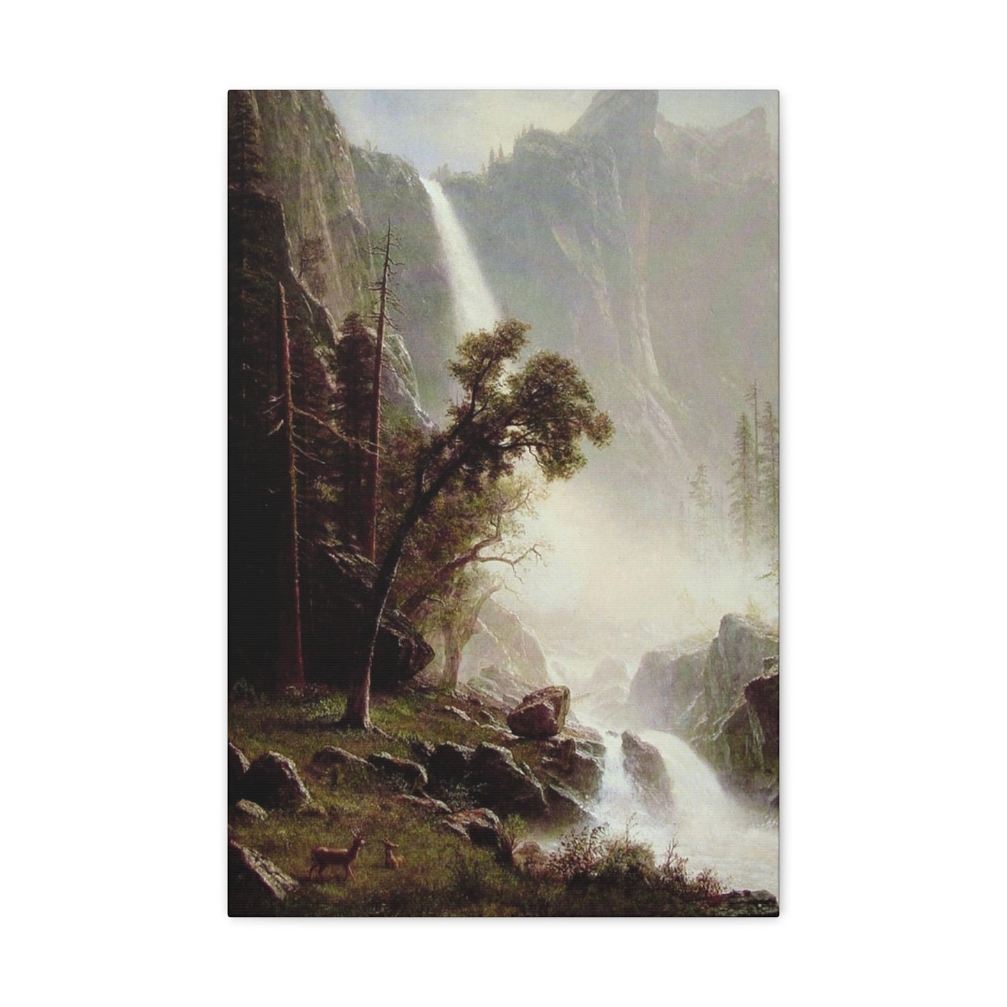 Albert Bierstadt (1830-1902) Bridal Veil Falls, Yosemite c1871-c1873 - Canvas Wall Art-16″ x 24″-The Sticker Space