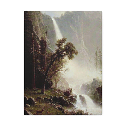 Albert Bierstadt (1830-1902) Bridal Veil Falls, Yosemite c1871-c1873 - Canvas Wall Art-18″ x 24″-The Sticker Space