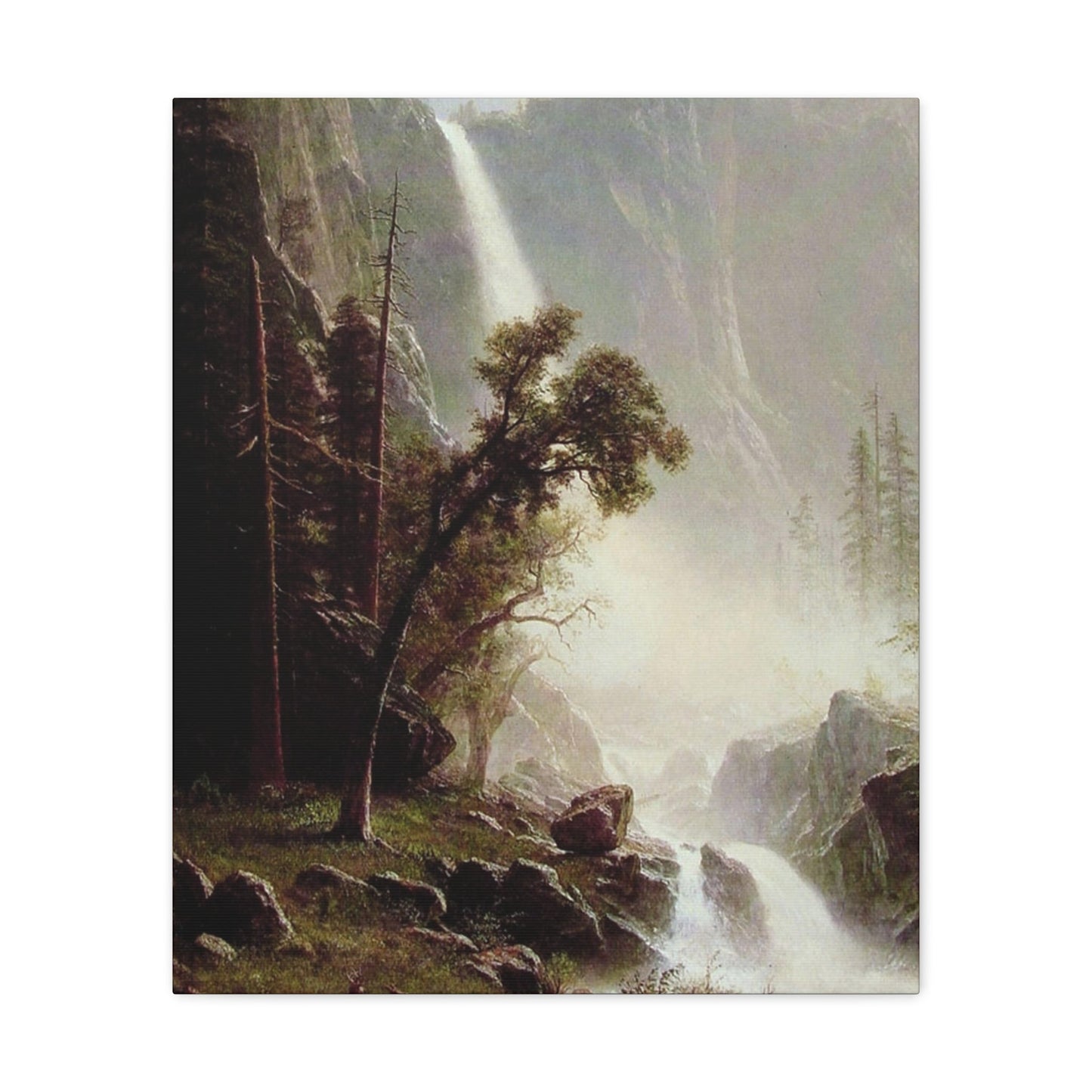 Albert Bierstadt (1830-1902) Bridal Veil Falls, Yosemite c1871-c1873 - Canvas Wall Art-20″ x 24″-The Sticker Space