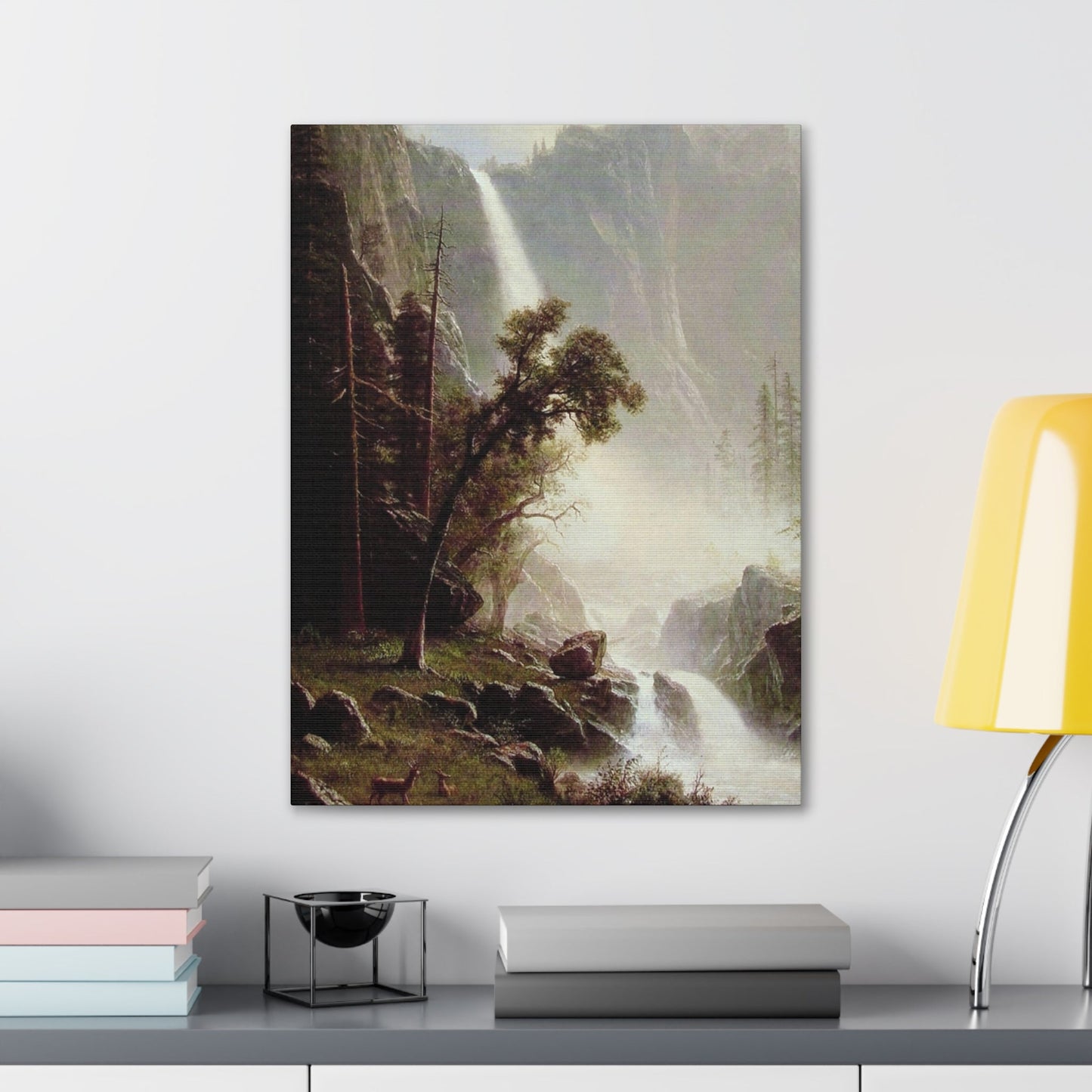 Albert Bierstadt (1830-1902) Bridal Veil Falls, Yosemite c1871-c1873 - Canvas Wall Art-The Sticker Space