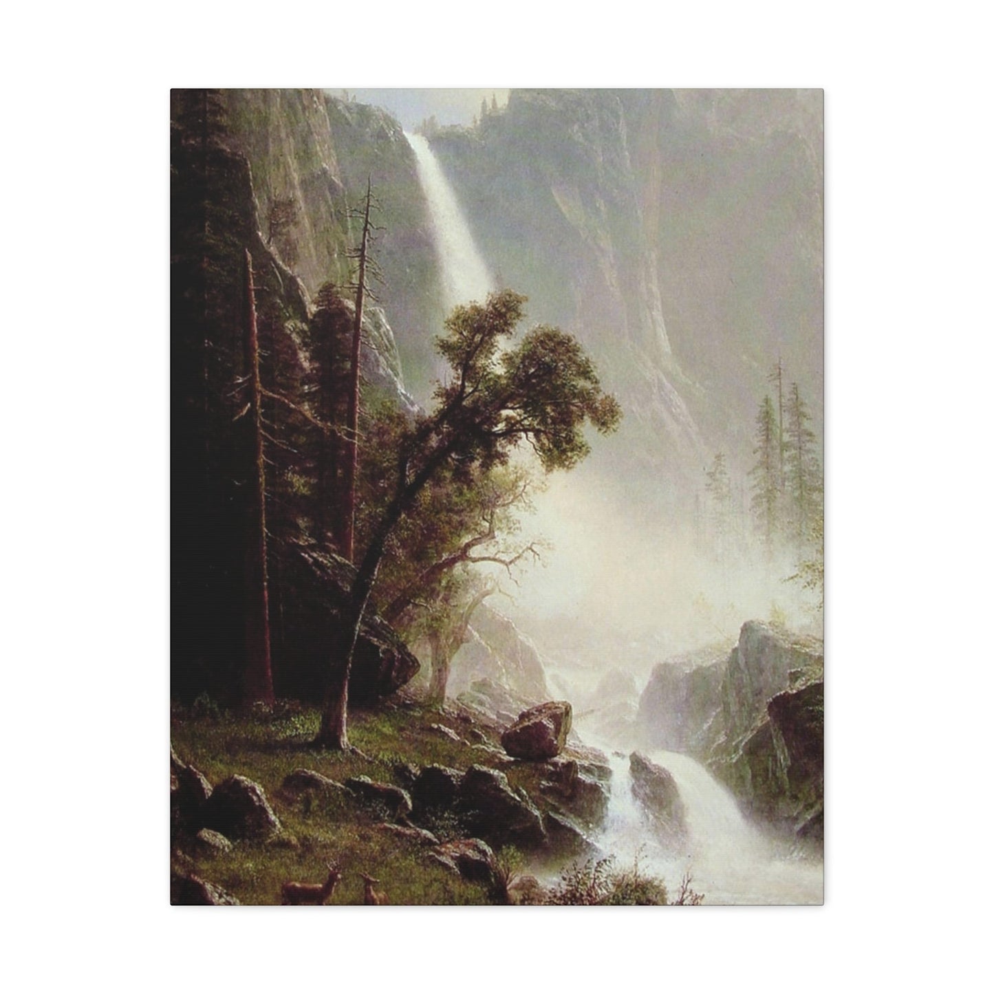 Albert Bierstadt (1830-1902) Bridal Veil Falls, Yosemite c1871-c1873 - Canvas Wall Art-24″ x 30″-The Sticker Space