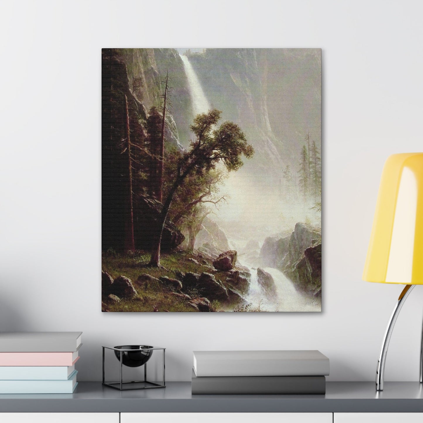 Albert Bierstadt (1830-1902) Bridal Veil Falls, Yosemite c1871-c1873 - Canvas Wall Art-The Sticker Space