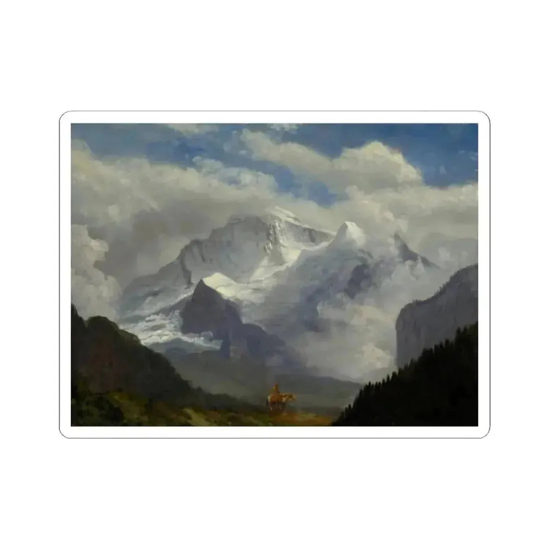 Albert Bierstadt - Above the Timberline (Native Americans in Art) STICKER Vinyl Kiss-Cut Decal 2 Inch White - The Sticker Space