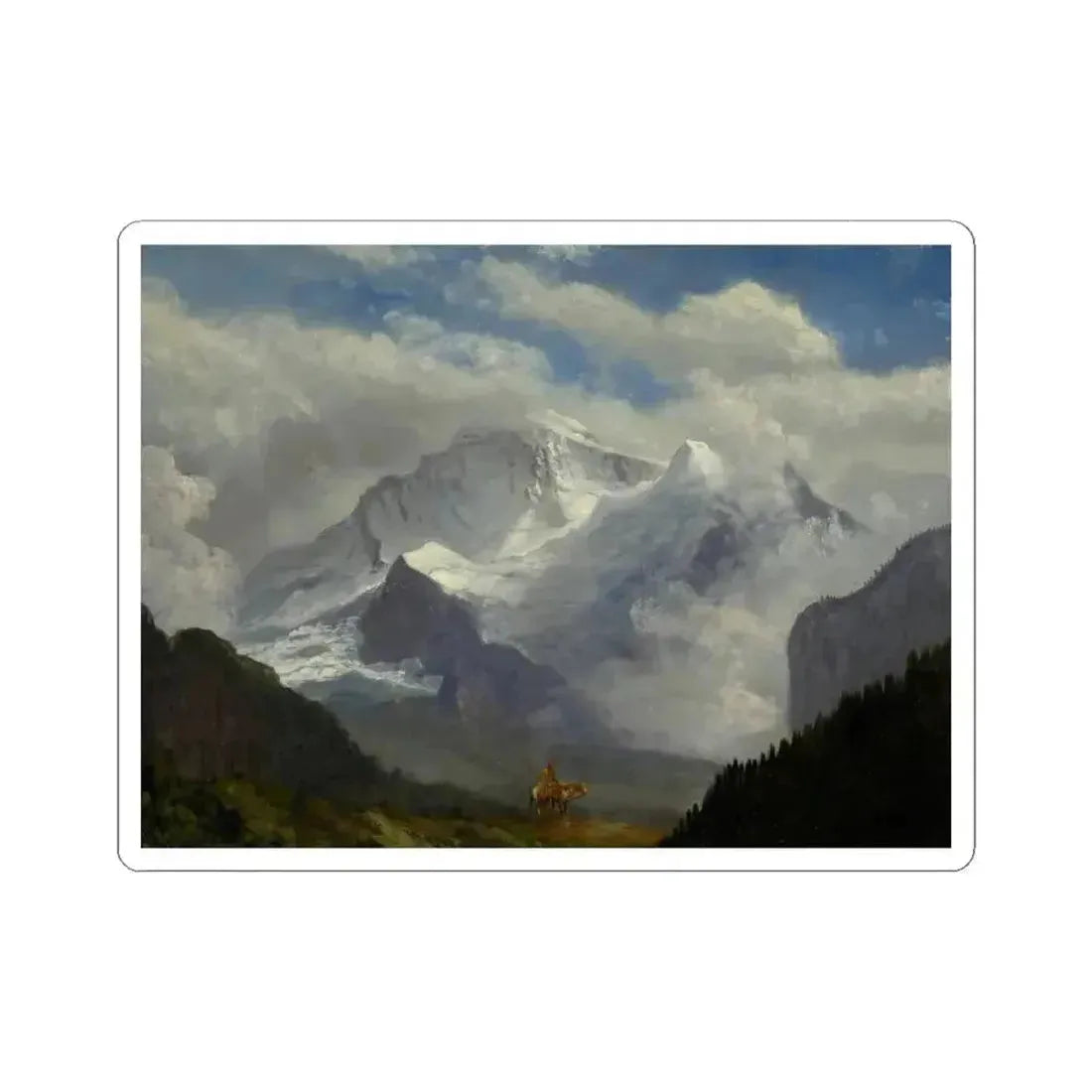 Albert Bierstadt - Above the Timberline (Native Americans in Art) STICKER Vinyl Kiss-Cut Decal 4 Inch White - The Sticker Space