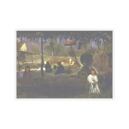 Albert Bierstadt - California Indian Camp (Native Americans in Art) STICKER Vinyl Kiss-Cut Decal 3 Inch Transparent - The Sticker Space