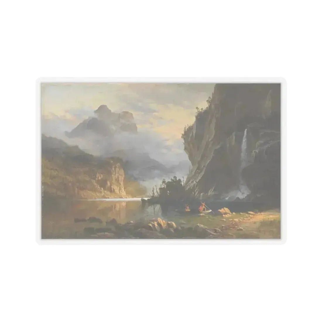 Albert Bierstadt - Indians Spear Fishing (Native Americans in Art) STICKER Vinyl Kiss-Cut Decal 4 Inch Transparent - The Sticker Space