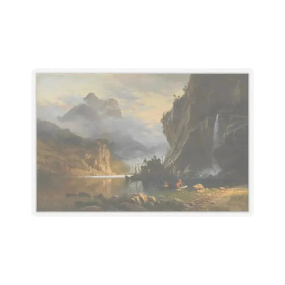 Albert Bierstadt - Indians Spear Fishing (Native Americans in Art) STICKER Vinyl Kiss-Cut Decal 4 Inch Transparent - The Sticker Space