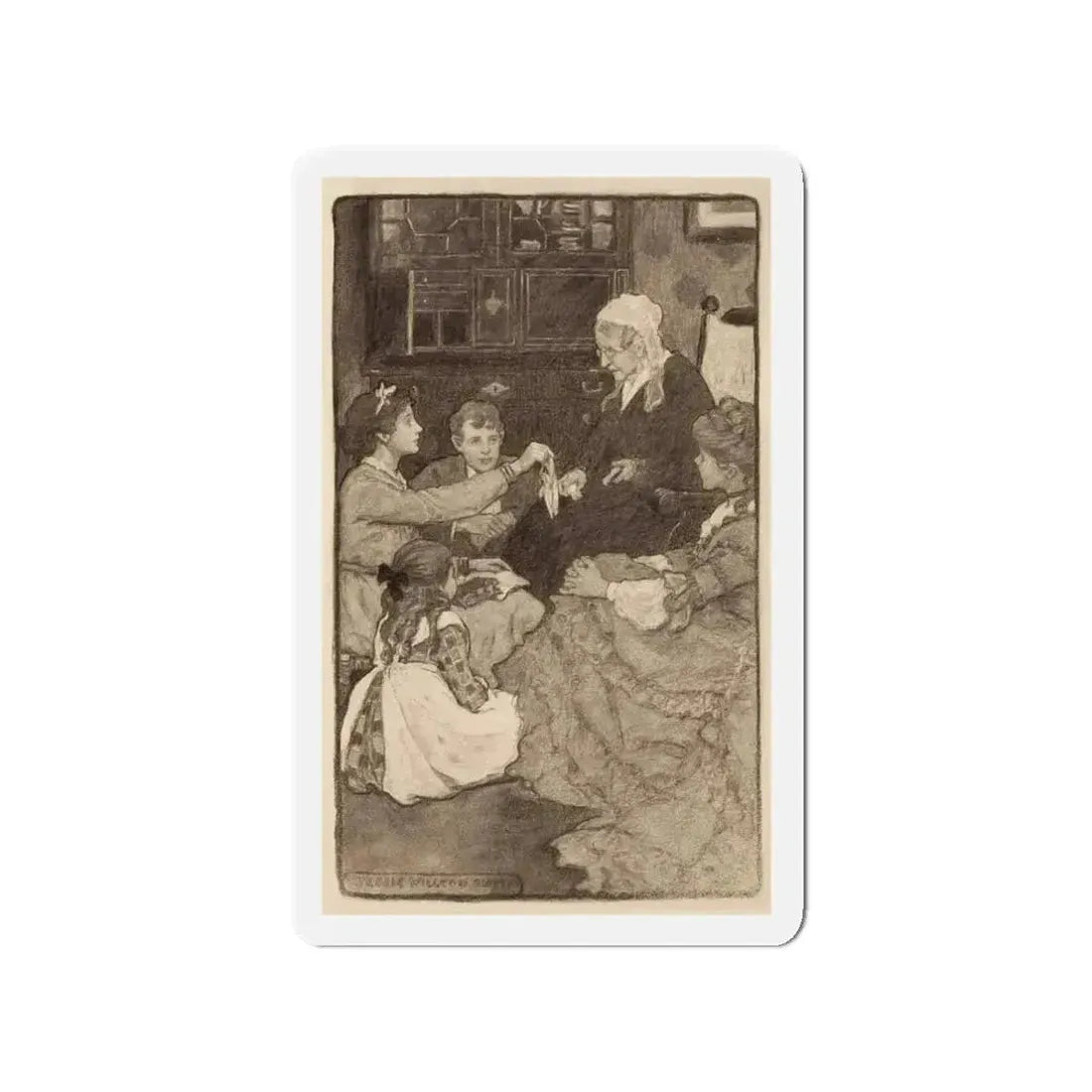 Alcott's Old Fashioned Girl, story illustration (Magazine Illustration) Refrigerator Magnet 3 Inch Die-Cut - The Sticker Space