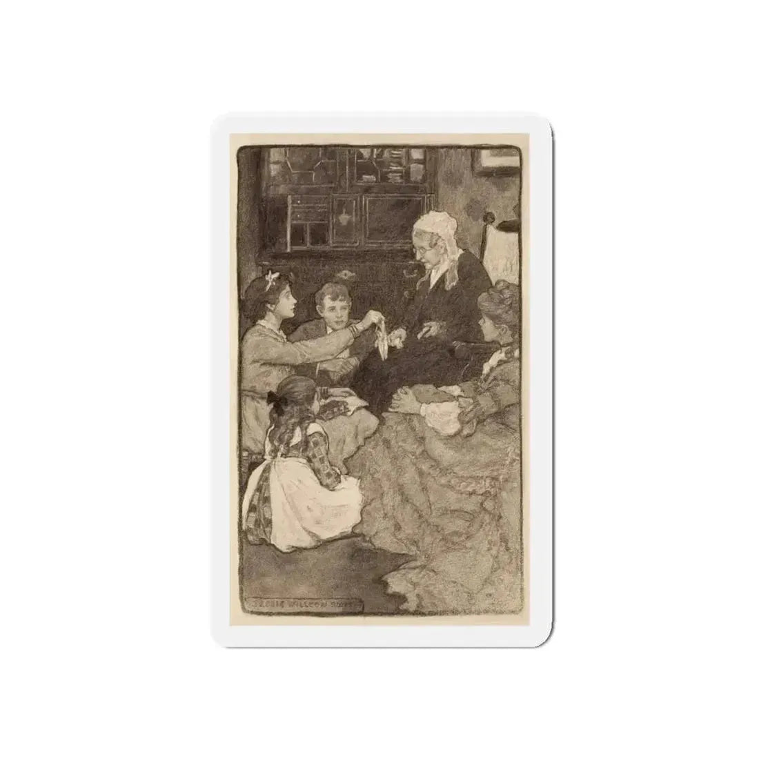 Alcott's Old Fashioned Girl, story illustration (Magazine Illustration) Refrigerator Magnet 5 Inch Die-Cut - The Sticker Space