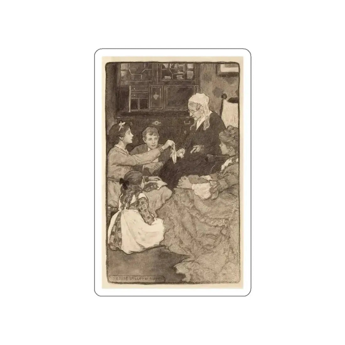 Alcott's Old Fashioned Girl, story illustration (Magazine Illustration) STICKER Vinyl Die-Cut Decal - The Sticker Space