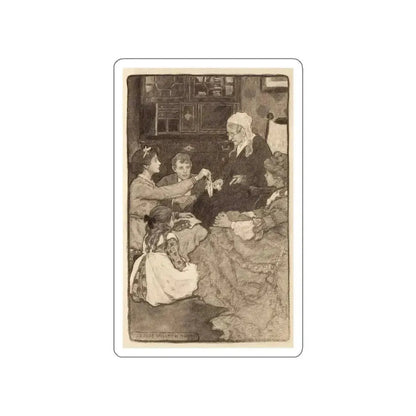 Alcott's Old Fashioned Girl, story illustration (Magazine Illustration) STICKER Vinyl Die-Cut Decal White Die-Cut 4 Inch - The Sticker Space