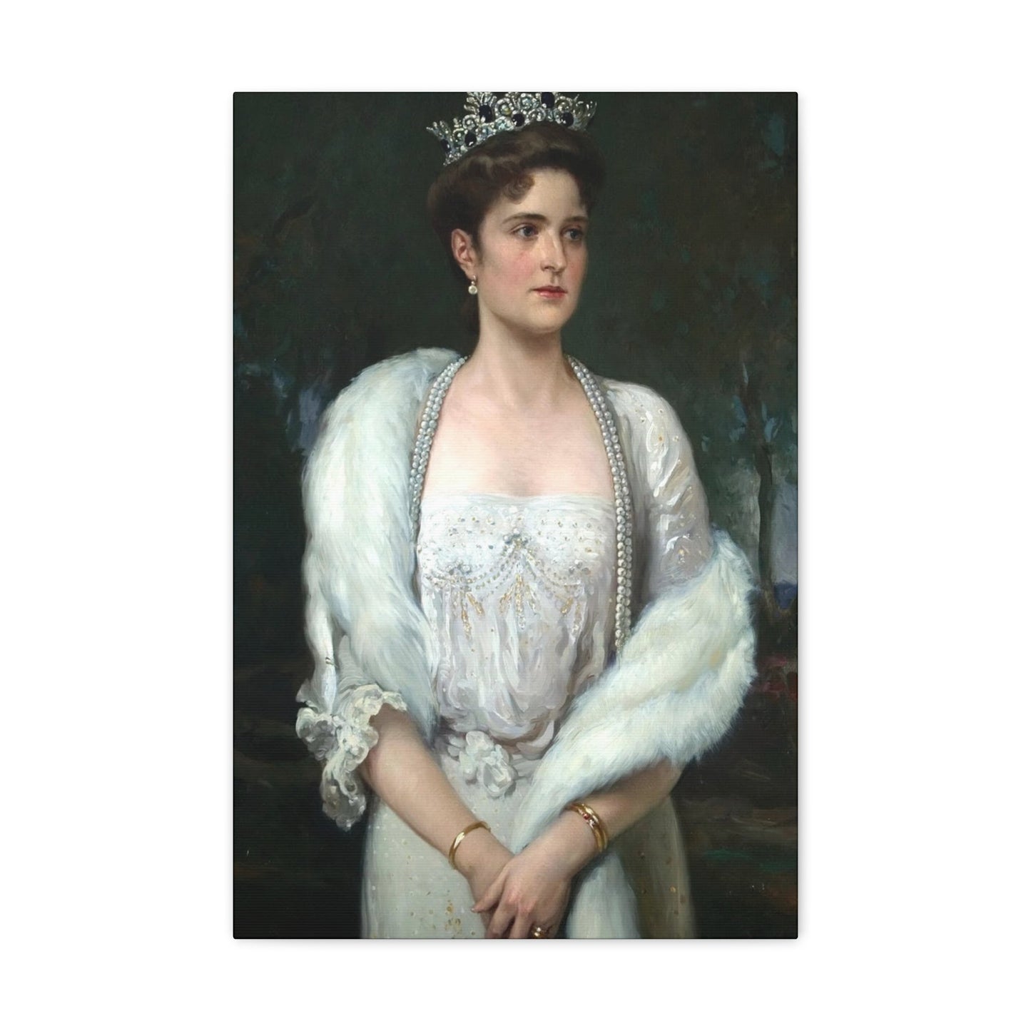 Aleksandr Makovsky (1869-1924) Portrait of Empress Alexandra Feodorovna - Canvas Wall Art-16″ x 24″-The Sticker Space