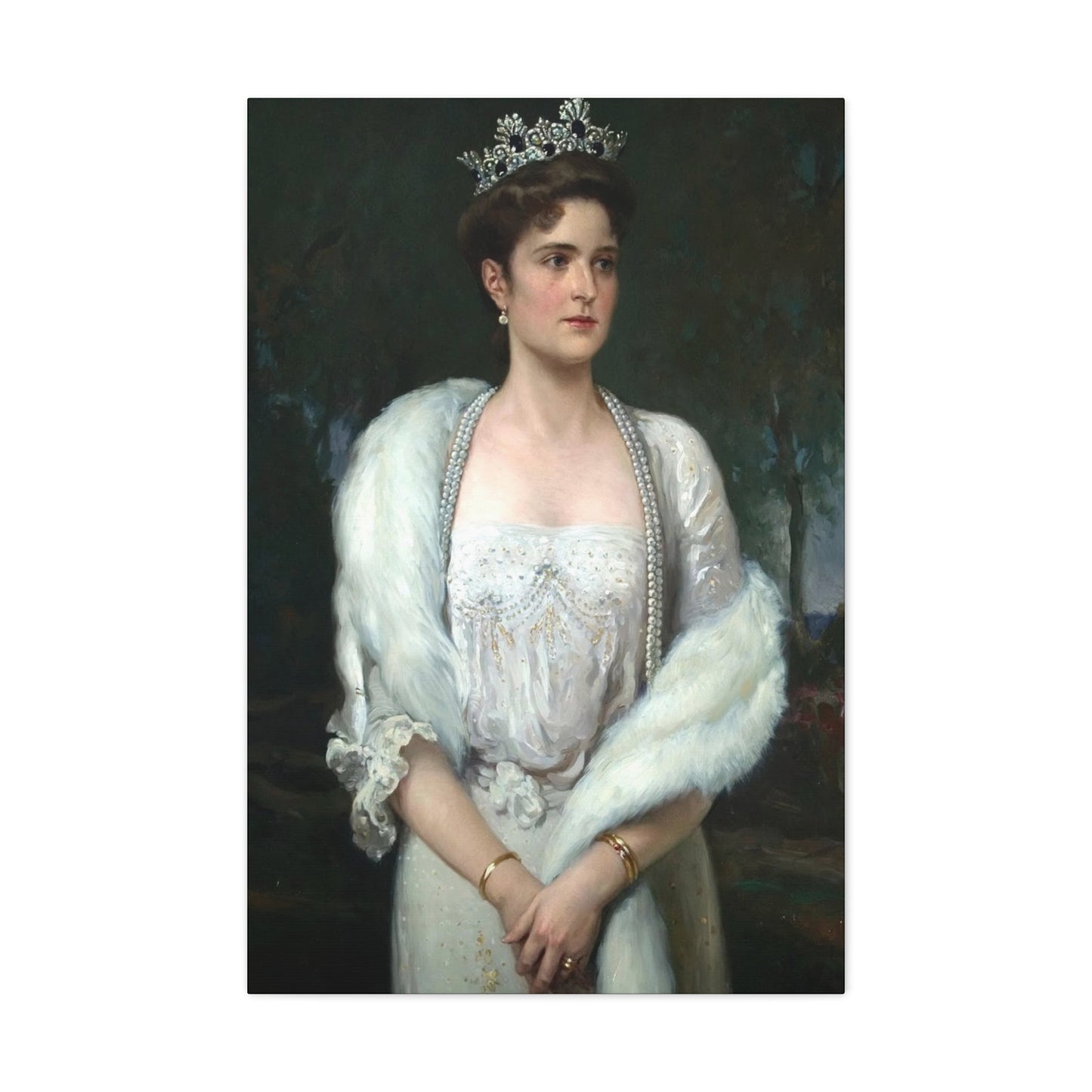 Aleksandr Makovsky (1869-1924) Portrait of Empress Alexandra Feodorovna - Canvas Wall Art-24″ x 36″-The Sticker Space