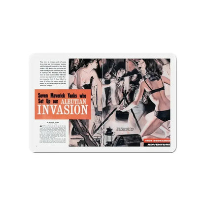 Aleutian Invasion, Male magazine, 1960 (Magazine Illustration) Refrigerator Magnet 4 Inch - The Sticker Space