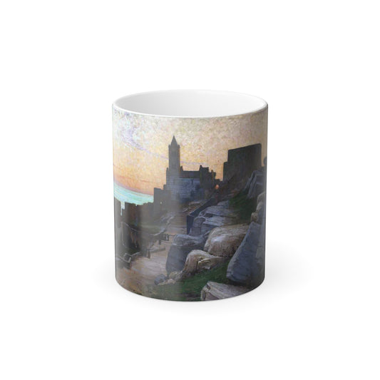 Alexander Mann (1853-1908) Mediterranean Village at Sunset - Color Changing Mug 11oz-11oz-The Sticker Space