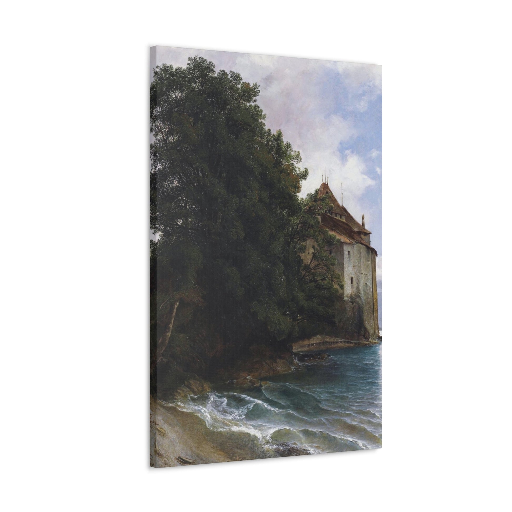 Alexandre Calame (1810-1864) Le Chateau de Chillon - Canvas Wall Art-The Sticker Space