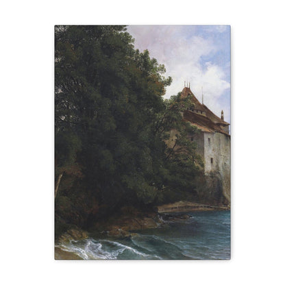 Alexandre Calame (1810-1864) Le Chateau de Chillon - Canvas Wall Art-12″ x 16″-The Sticker Space