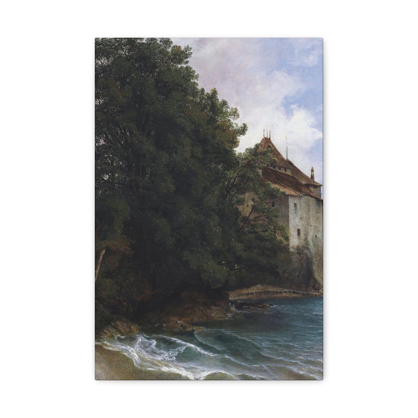 Alexandre Calame (1810-1864) Le Chateau de Chillon - Canvas Wall Art-12" x 18"-The Sticker Space