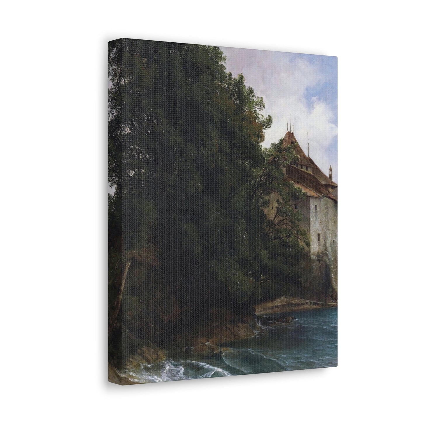 Alexandre Calame (1810-1864) Le Chateau de Chillon - Canvas Wall Art-The Sticker Space