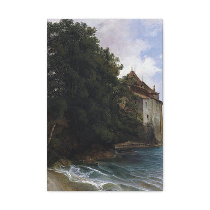 Alexandre Calame (1810-1864) Le Chateau de Chillon - Canvas Wall Art-16″ x 24″-The Sticker Space