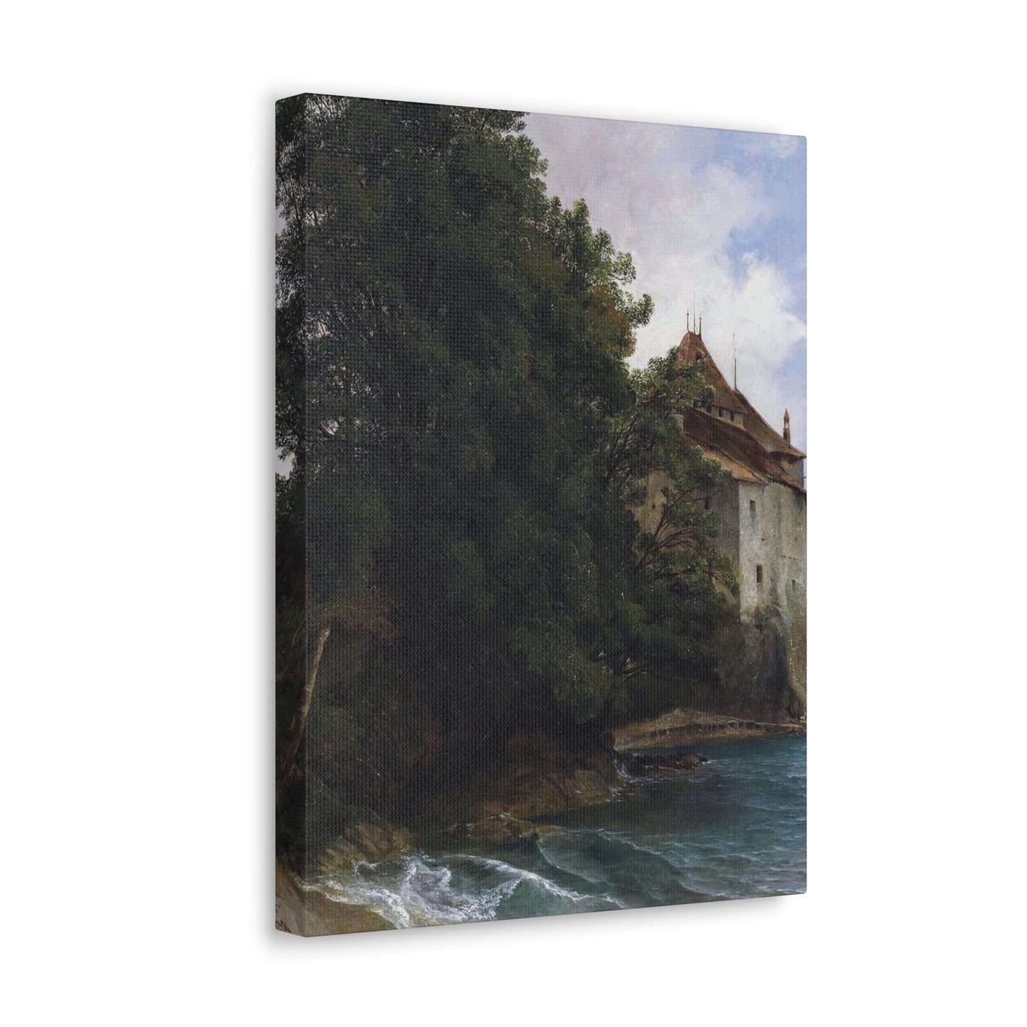 Alexandre Calame (1810-1864) Le Chateau de Chillon - Canvas Wall Art-The Sticker Space