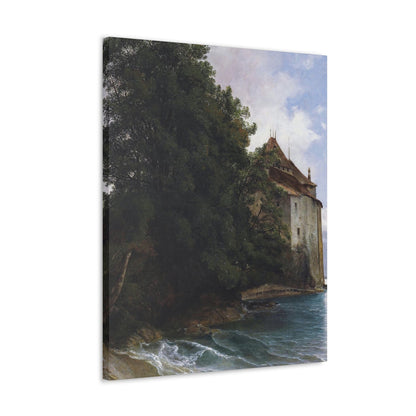 Alexandre Calame (1810-1864) Le Chateau de Chillon - Canvas Wall Art-The Sticker Space