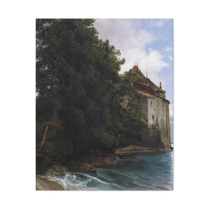 Alexandre Calame (1810-1864) Le Chateau de Chillon - Canvas Wall Art-24″ x 30″-The Sticker Space