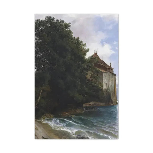 Alexandre Calame (1810-1864) Le Chateau de Chillon - Canvas Wall Art 24″ x 36″ 1.25" - The Sticker Space