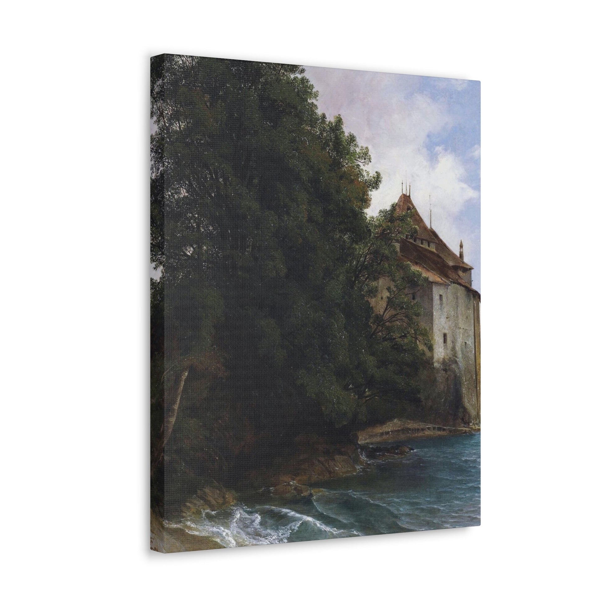 Alexandre Calame (1810-1864) Le Chateau de Chillon - Canvas Wall Art-The Sticker Space