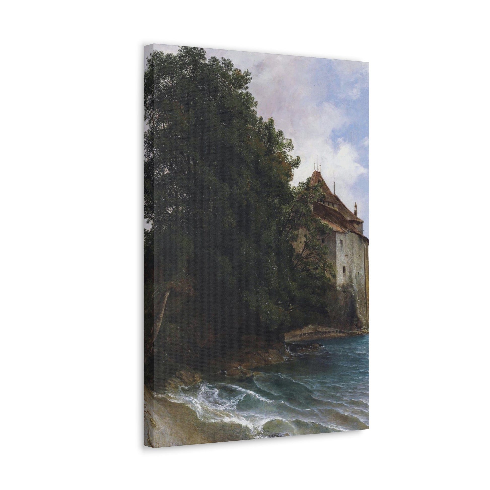 Alexandre Calame (1810-1864) Le Chateau de Chillon - Canvas Wall Art-The Sticker Space