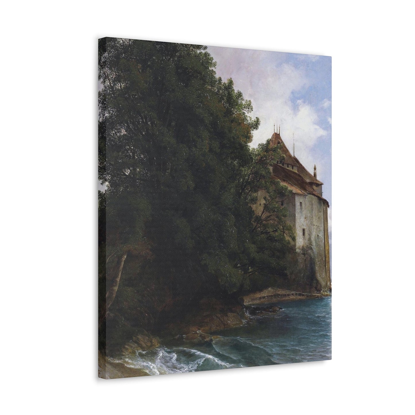 Alexandre Calame (1810-1864) Le Chateau de Chillon - Canvas Wall Art-The Sticker Space