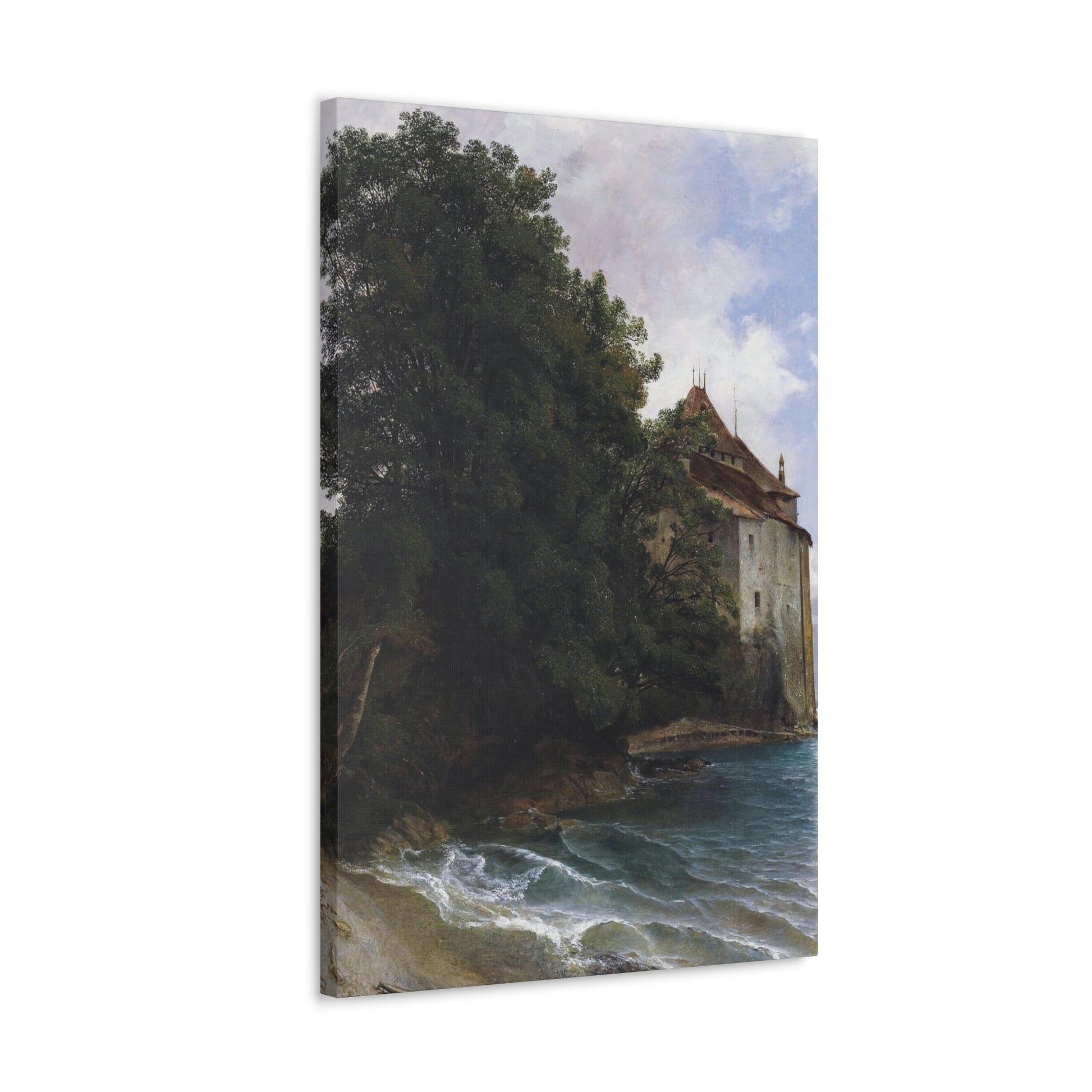 Alexandre Calame (1810-1864) Le Chateau de Chillon - Canvas Wall Art-The Sticker Space