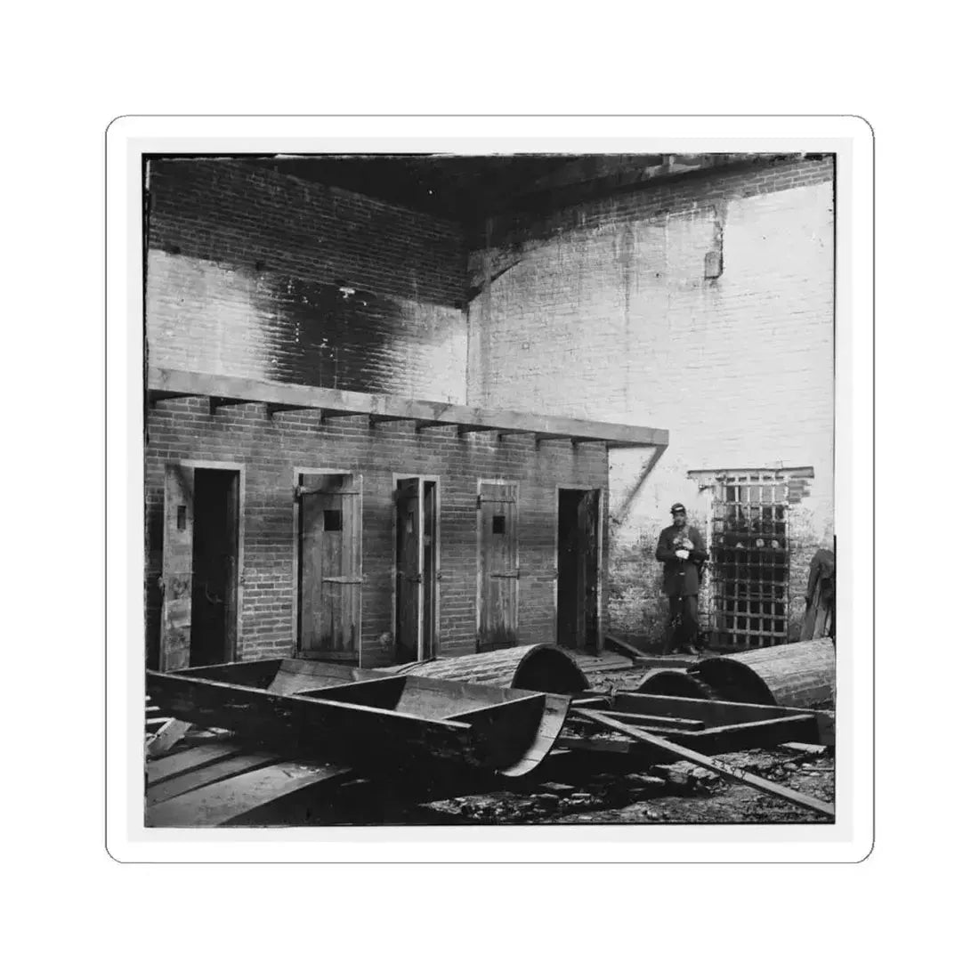 Alexandria, Virginia. Slave Pen. Interior View 002 (U.S. Civil War) STICKER Vinyl Kiss-Cut Decal 4 Inch White - The Sticker Space