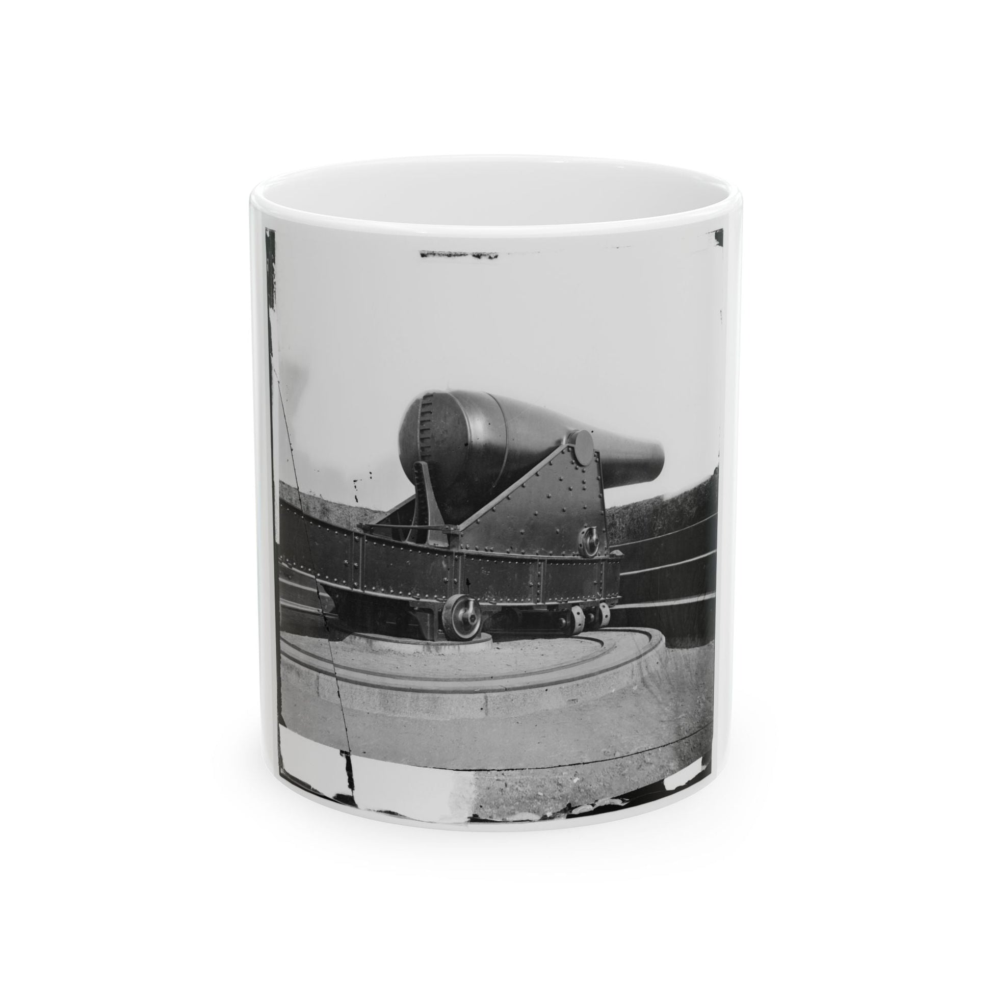 Alexandria, Virginia. 15-Inch Rodman Gun In Battery Rodgers (U.S. Civil War) White Coffee Mug-11oz-The Sticker Space