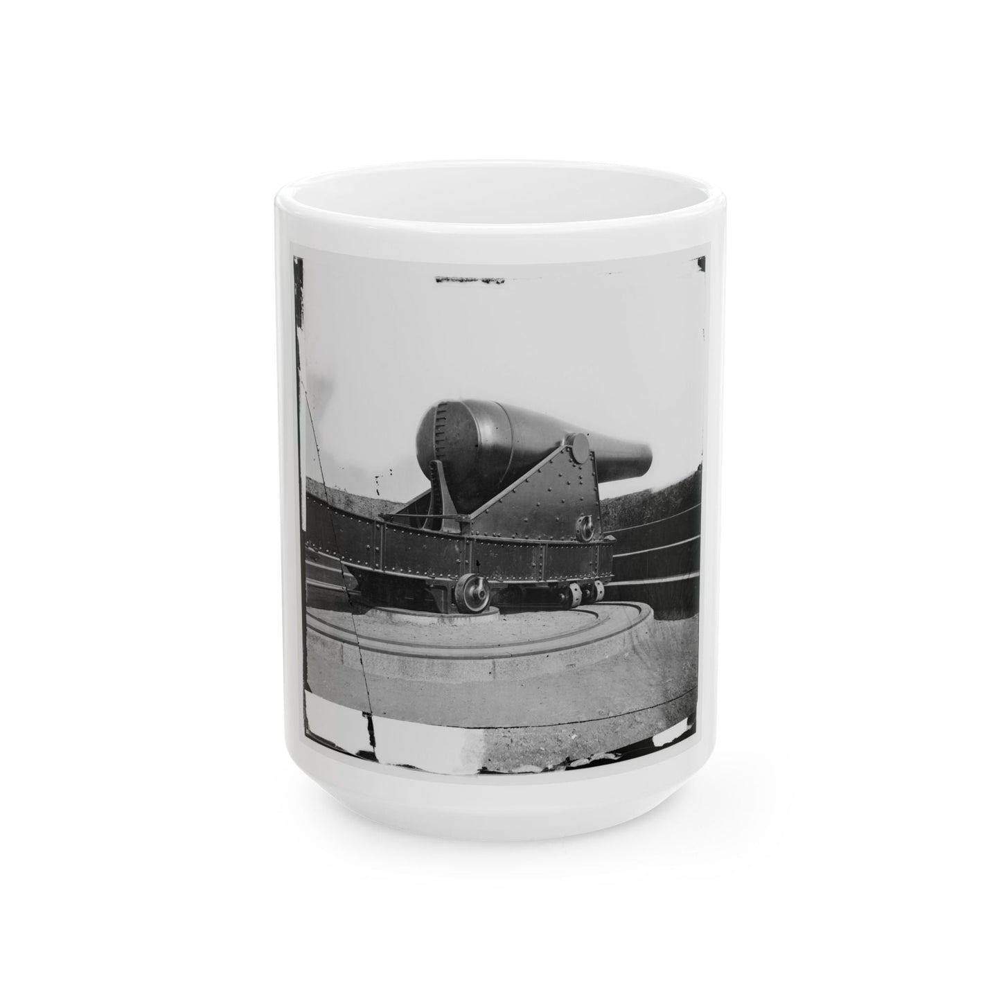 Alexandria, Virginia. 15-Inch Rodman Gun In Battery Rodgers (U.S. Civil War) White Coffee Mug-15oz-The Sticker Space