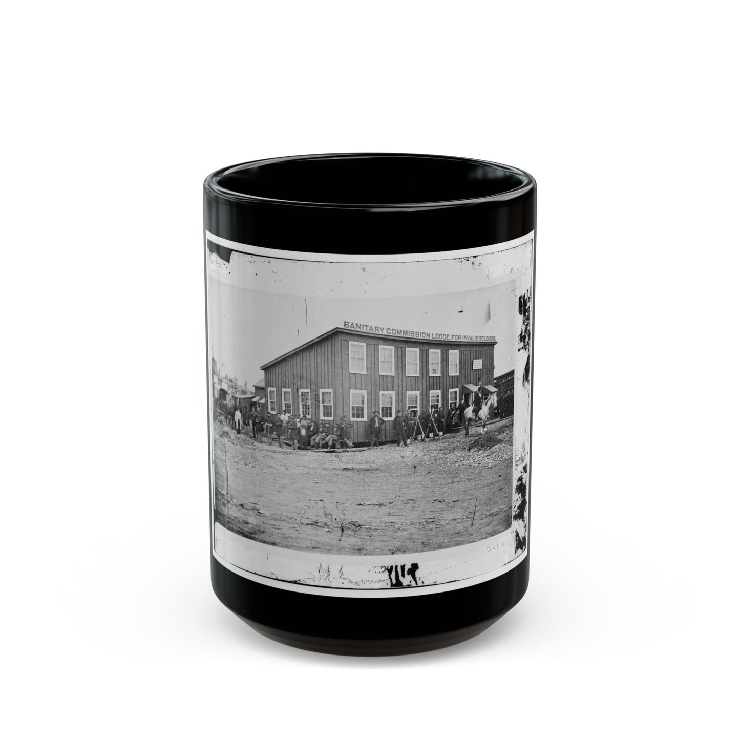 Alexandria, Virginia. Sanitary Commission Lodge (U.S. Civil War) Black Coffee Mug